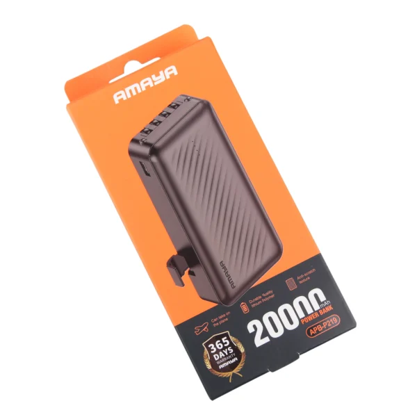 Black 20000mAh 2A Wave Pattern LED Strip Power Bank with 4-wire Connection